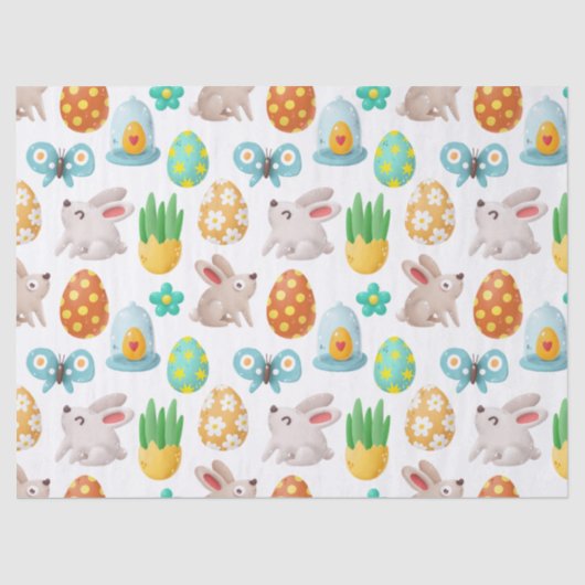 Cute Bunny Butterfly and Easter Egg Decoupage Tissuepapier (Voorkant)