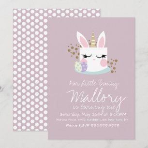 Cute Bunny Cake Unicorn Paasfeest 1ste verjaardag Kaart