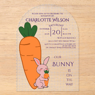 Cute Bunny & Carrot Baby Shower Acryl Uitnodigingen