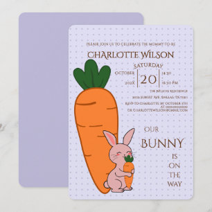Cute Bunny & Carrot Baby Shower Kaart