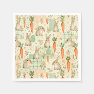 Cute Bunny & Carrot Cottage Patroon (1) Servet