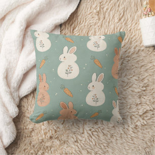Cute Bunny & Carrot Cottage Patroon (5) Kussen