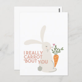 Cute Bunny Carrot Pun, ik verrot je echt. Briefkaart