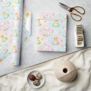 Cute Bunny Chick & Lamb Pasen Patroon Kinderen Cadeaupapier