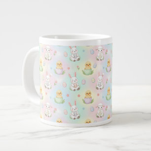 Cute Bunny Chick & Lammetjes Pasen Patroon Extra Grote Beker
