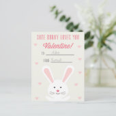 Cute Bunny Classroom Valentine Carte postale (Debout devant)