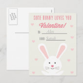 Cute Bunny Classroom Valentine Carte postale (Devant / Derrière)