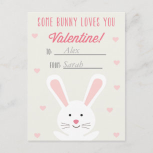 Cute Bunny Classroom Valentine Carte postale