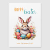 Cute Bunny Colorful Eggs Flowers Happy Easter (Voorkant)