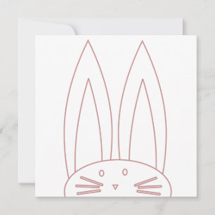 Cute Bunny Coloring Pink Outline Holiday Feestdagenkaart