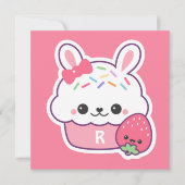 Cute Bunny Cupcake Invitations de fête d'anniversa (Devant)