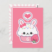 Cute Bunny Cupcake Monogram Briefkaart (Voorkant / Achterkant)