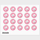 Cute Bunny Cupcake Monogram Ronde Sticker (Vel)