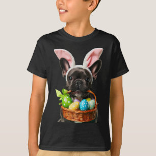 Cute Bunny Ear Franse Bulldog Hond Pasen Eieren By T-shirt
