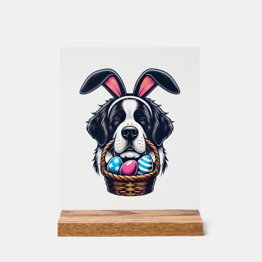 Cute Bunny Ear Saint Bernard Dog Easter Egg Owner  (Recto)