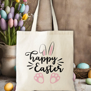 Cute Bunny Ears en Feet Happy Easter Tote Bag