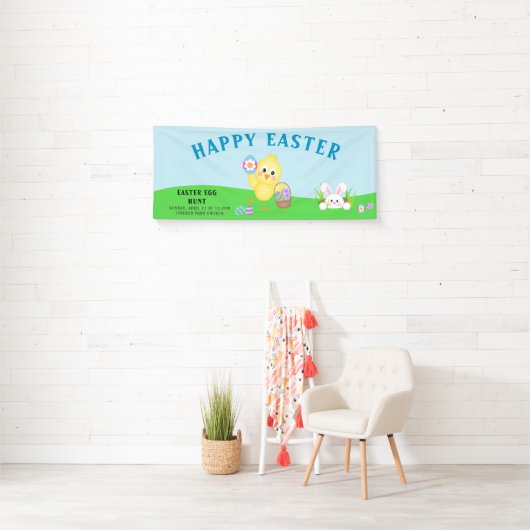 Cute Bunny Easter Egg Hunt Banner (Insitu)