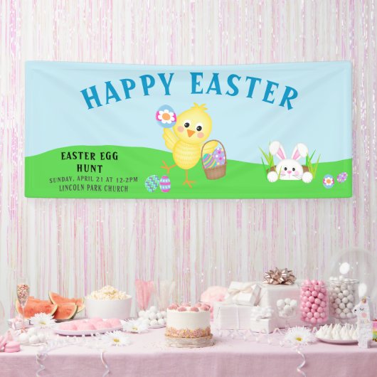 Cute Bunny Easter Egg Hunt Banner (Feest)