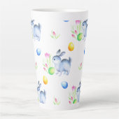 Cute Bunny Easter Egg Pattern, Happy Easter Latte Mok (Voorkant)