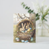 Cute Bunny Easter Eggs  Feestdagenkaart (Staand voorkant)