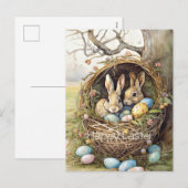 Cute Bunny Easter Eggs  Feestdagenkaart (Voorkant / Achterkant)