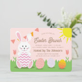 Cute Bunny Easter Holiday Brunch Kaart (Staand voorkant)