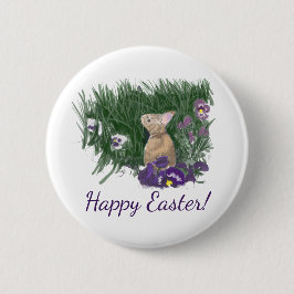 Cute Bunny Easter wenst Holiday Greep Ronde Button 5,7 Cm