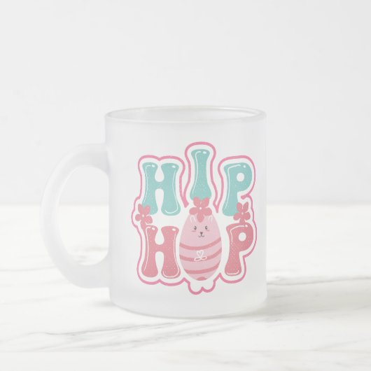 Cute Bunny Egg Hip Hop Happy Pasen Matglas Koffiemok (Links)