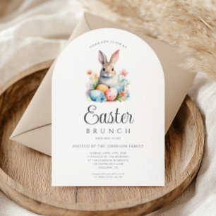 Cute Bunny Eierjacht En Pasen Brunch Boog Kaart
