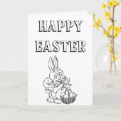 Cute Bunny en Chic Pasenkaart om in te kleuren Kaart (Gele Bloem)