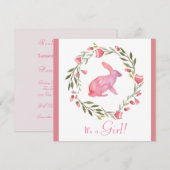 Cute Bunny et Florals Baby shower Invitation (Devant / Derrière)