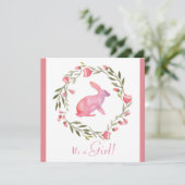 Cute Bunny et Florals Baby shower Invitation (Debout devant)