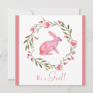 Cute Bunny et Florals Baby shower Invitation