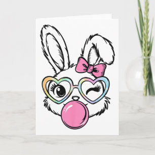 Cute Bunny Face Bubblegum Glazen Roze Coquette Str Kaart