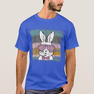 Cute Bunny Face Leopard Glasses Happy Paaster Day T-shirt