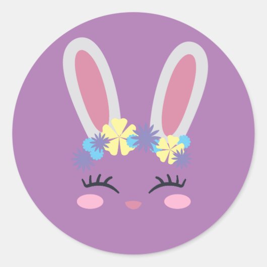Cute Bunny Face Pasen Stickers (Voorkant)