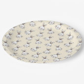 Cute Bunny Face Pattern op Ivory Papieren Bordje (Gekanteld)