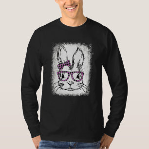 Cute Bunny Face Pink Buffalo Play Glasses Happy E T-shirt