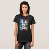 Cute Bunny Face Rainbow Leopard Bleaching Happy Ea T-shirt (Voorkant volledig)