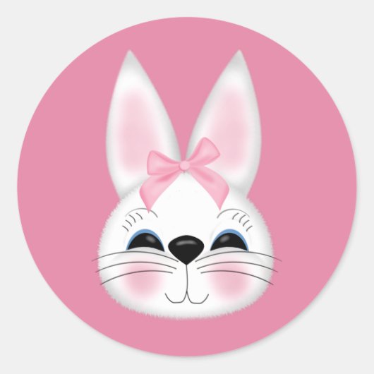 Cute Bunny Face Ronde Sticker (Voorkant)