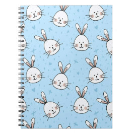 Cute Bunny Face Seamless Pattern Notitieboek