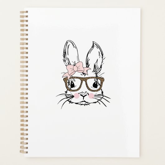 Cute Bunny Face Shirt Leopard Print Glasses EASTER (Devant)