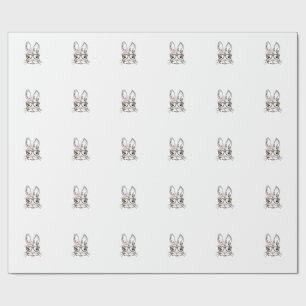 Cute Bunny Face T-shirt Luipaardprint Bril OOSTEN Cadeaupapier