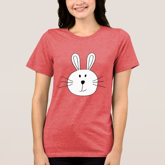 Cute Bunny Face Tri-Blend Shirt (Voorkant)