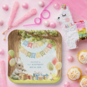 Cute Bunny First Birthday Papieren Bordje (Feest)