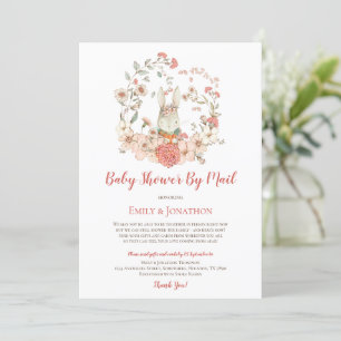  Cute Bunny Floral Baby shower per post Kaart