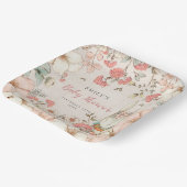 Cute Bunny Floral Foliage Baby shower Papieren Bordje (Gebogen)