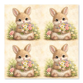Cute Bunny Floral Pattern Wallpaper Behang (Voorkant)