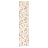 Cute Bunny Floral Spring Pattern Korte Tafelloper (Voorkant)
