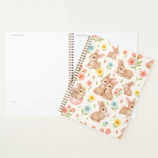 Cute Bunny Floral Spring Pattern Planner (Display)